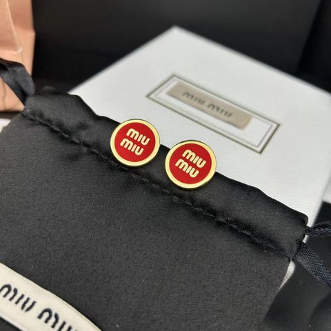  Miumiu Light Luxury Letter Red Hoop Earrings 