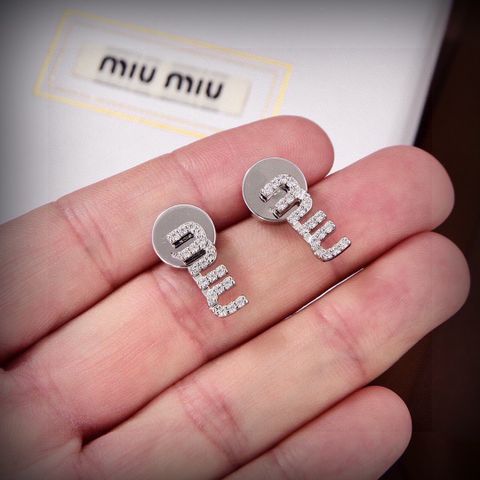  Miumiu Stone Letter Earrings 