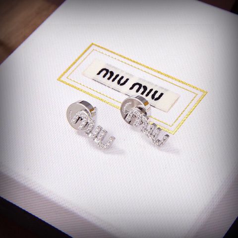  Miumiu Stone Letter Earrings 