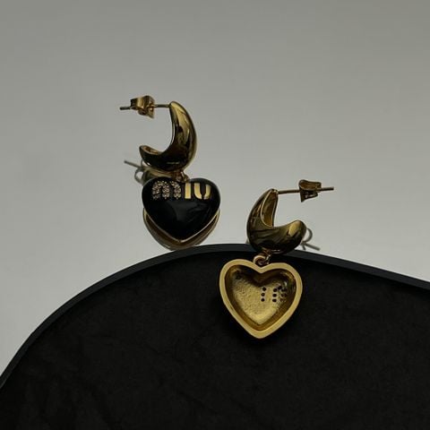  Miumiu High-end Letters And Diamonds Earrings Black Version 