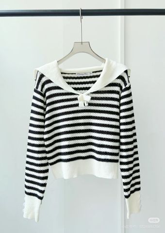 Dior Striped Navy Collar Sweater 
