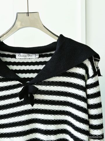  Dior Striped Navy Collar Sweater 