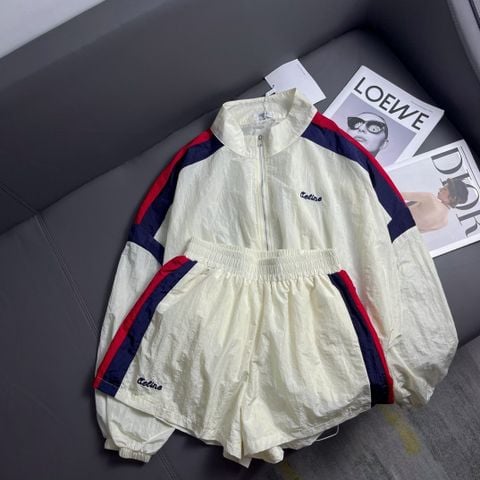  Celine Stitching Cotrast Color Jacket And Shorts Set White Version 
