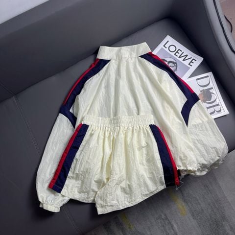  Celine Stitching Cotrast Color Jacket And Shorts Set White Version 