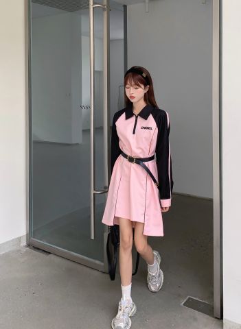  Chanel 24ss Color Matching Dress Slim And Versatile 