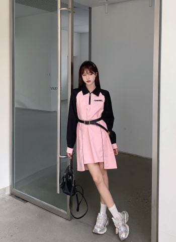  Chanel 24ss Color Matching Dress Slim And Versatile 