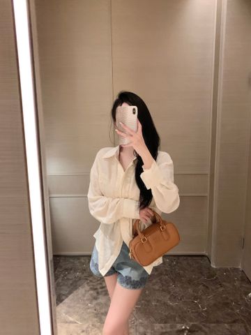  Miumiu Yellow Patches Embroidery Ruffled Shirt 