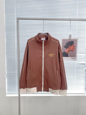  Áo Celine Chocolate Brown Zipper Casual Jacket 