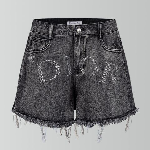  Dior 2024 Hot Diamond High Waist Denim Shorts 