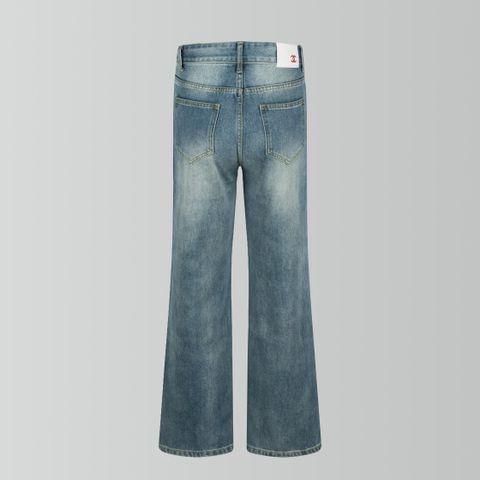  2024 Chanel Classic Colored Letter Embroidered Piercing Cowboy Pants 