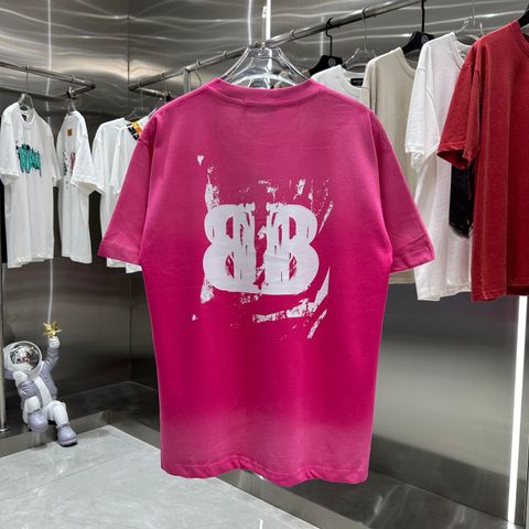  Balenciaga 2024 Spray-painted personalized printing custom fabric short-sleeved T-shirt 