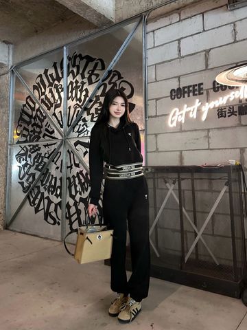  Dior Embroidered Bee Custom Elastic Hooded Set Black 