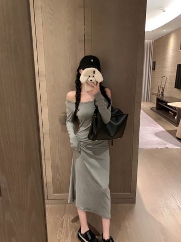  MiuMiu Special Gui New Bottom Long Skirt Gray 