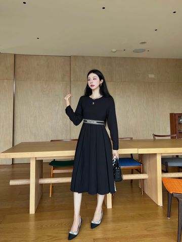  Dior 24SS Round Neck Dress Black 