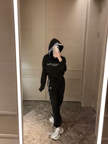  Dior Customized Classic Jacquard Monogram Customized Webbing Hooded Sweatshirt Black 