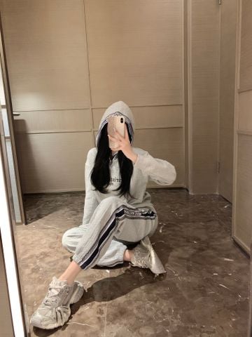  Dior Customized Classic Jacquard Monogram Customized Webbing Hooded Sweatshirt Gray 