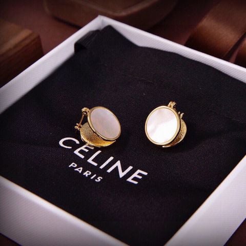  Celine New Gold And White Shell Earrings 