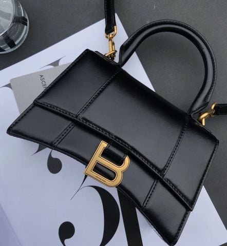  Túi Balenciaga Hourglass Gold Hardware Crossbody XS Black Leather 
