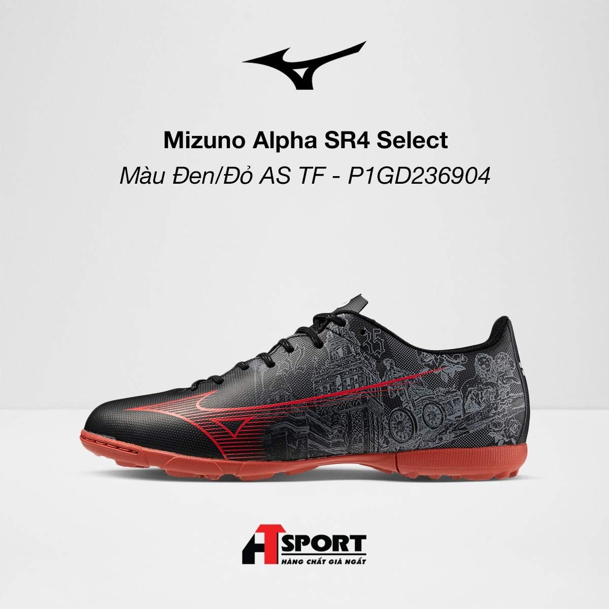  Mizuno Alpha SR4 Select - Màu Đen/Đỏ AS TF - P1GD236904 