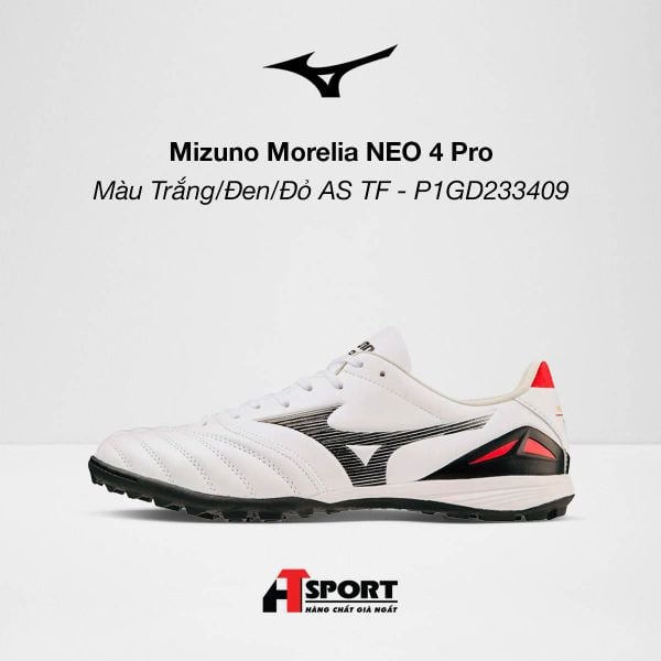 Mizuno Morelia Neo 4 IV Pro Màu Trắng/Đen/Đỏ AS TF - P1GD233409