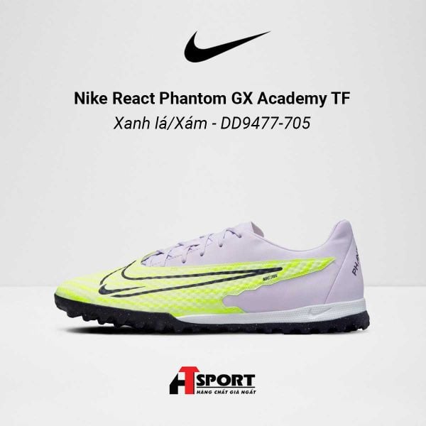 Nike React Phantom GX Xanh Lá/Xám Academy TF - DD9477-705