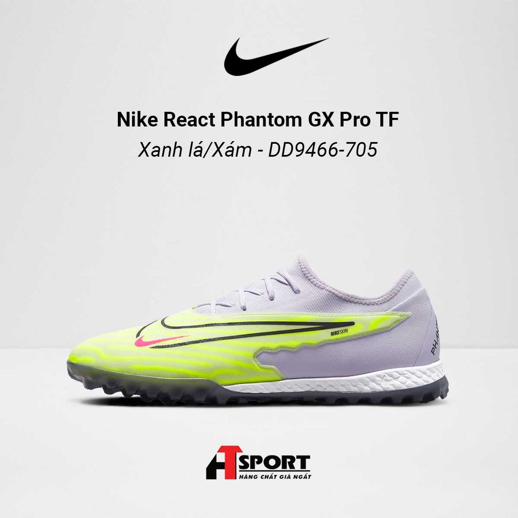  Nike React Phantom GX Xanh Lá/Xám Pro TF - DD9466-705 