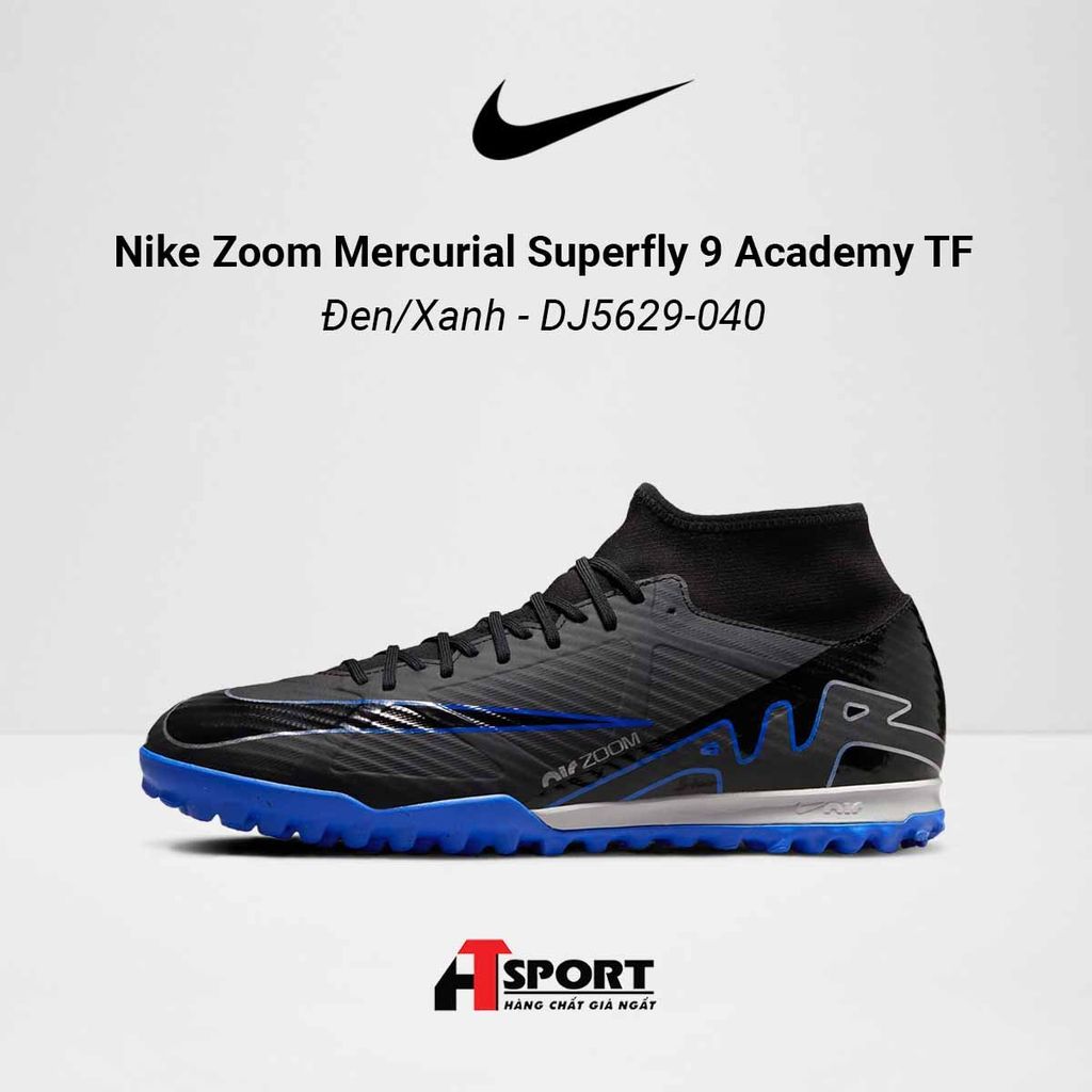  Nike Zoom Mercurial Superfly 9 Đen/Xanh Academy TF - DJ5629-040 