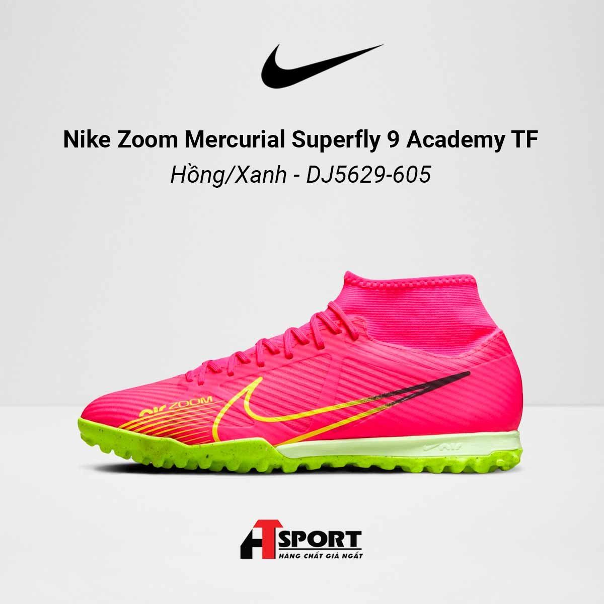  Nike Zoom Mercurial Superfly 9 Hồng/Xanh Academy TF - DJ5629-605 
