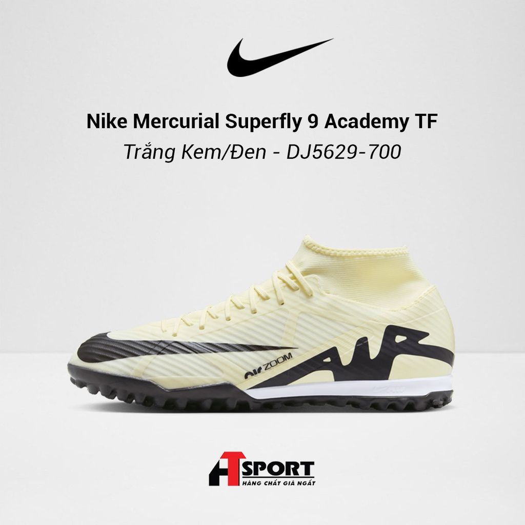 Nike Zoom Mercurial Superfly 9 Trắng Kem/Đen Academy TF - DJ5629-700 