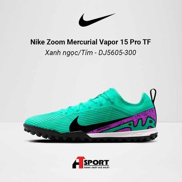 Nike Zoom Mercurial Vapor 15 Xanh Ngọc/Tím Pro TF - DJ5605-300