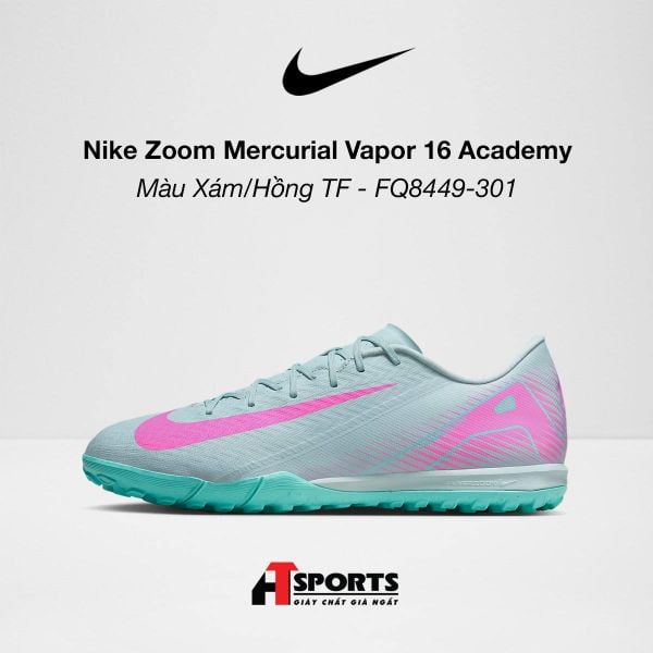 Nike Zoom Mercurial Vapor 16 Academy Màu Xám/Hồng TF - FQ8449-301