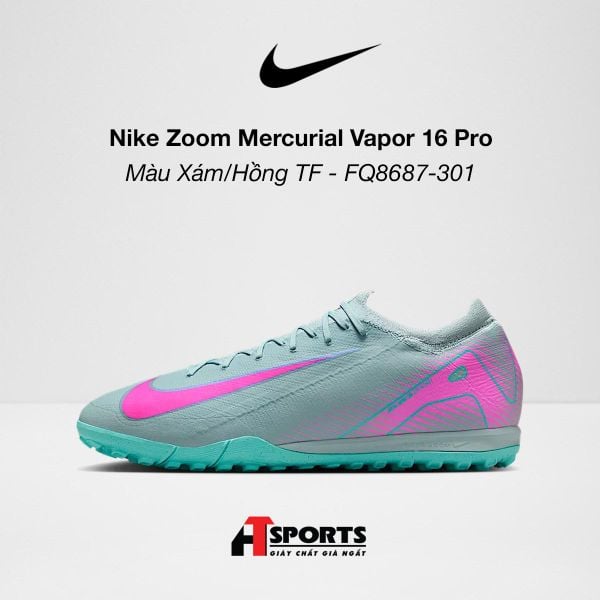 Nike Zoom Mercurial Vapor 16 Pro Màu Xám/Hồng TF - FQ8687-301