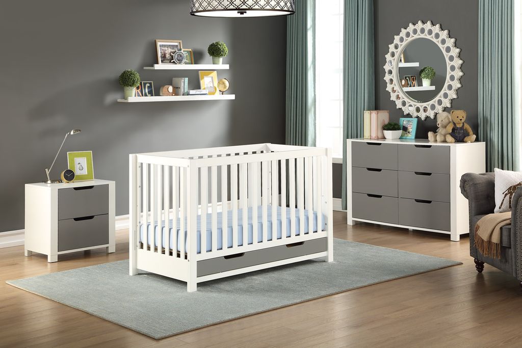 ZOEY CRIB COLLECTION IN MIX WHITE & GREY 