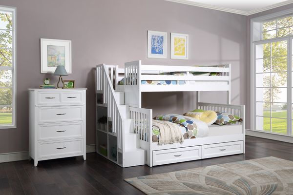  VANDALAY TWIN OVER FULL BUNK BED -WHITE 