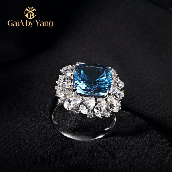  Nhẫn vàng trắng đính đá Topaz 