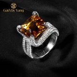  Nhẫn vàng trắng đính đá Citrine 