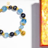  Vòng khuyết mệnh Thủy - Aquamarine phối Sapphire 