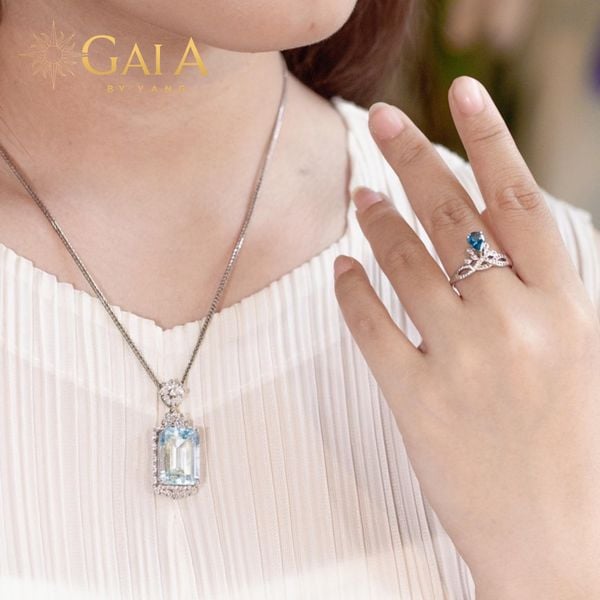  Bộ trang sức bạc đính đá Topaz 