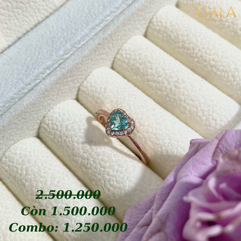  Nhẫn bạc đính đá Topaz trái tim 