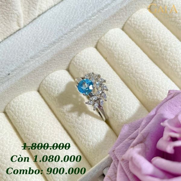  Nhẫn bạc thiết kế đính đá Topaz 