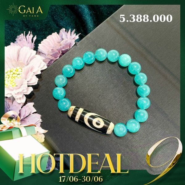  [Deal sốc] Vòng đá Amazonite mix Dzi 2 Mắt nền hiếm 