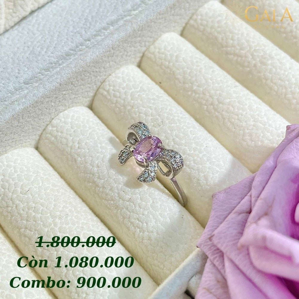  Nhẫn bạc đính đá Spinel Hồng 