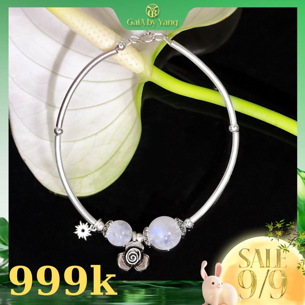 [Hot deal 999] Kiềng bạc phối đá Moonstone 