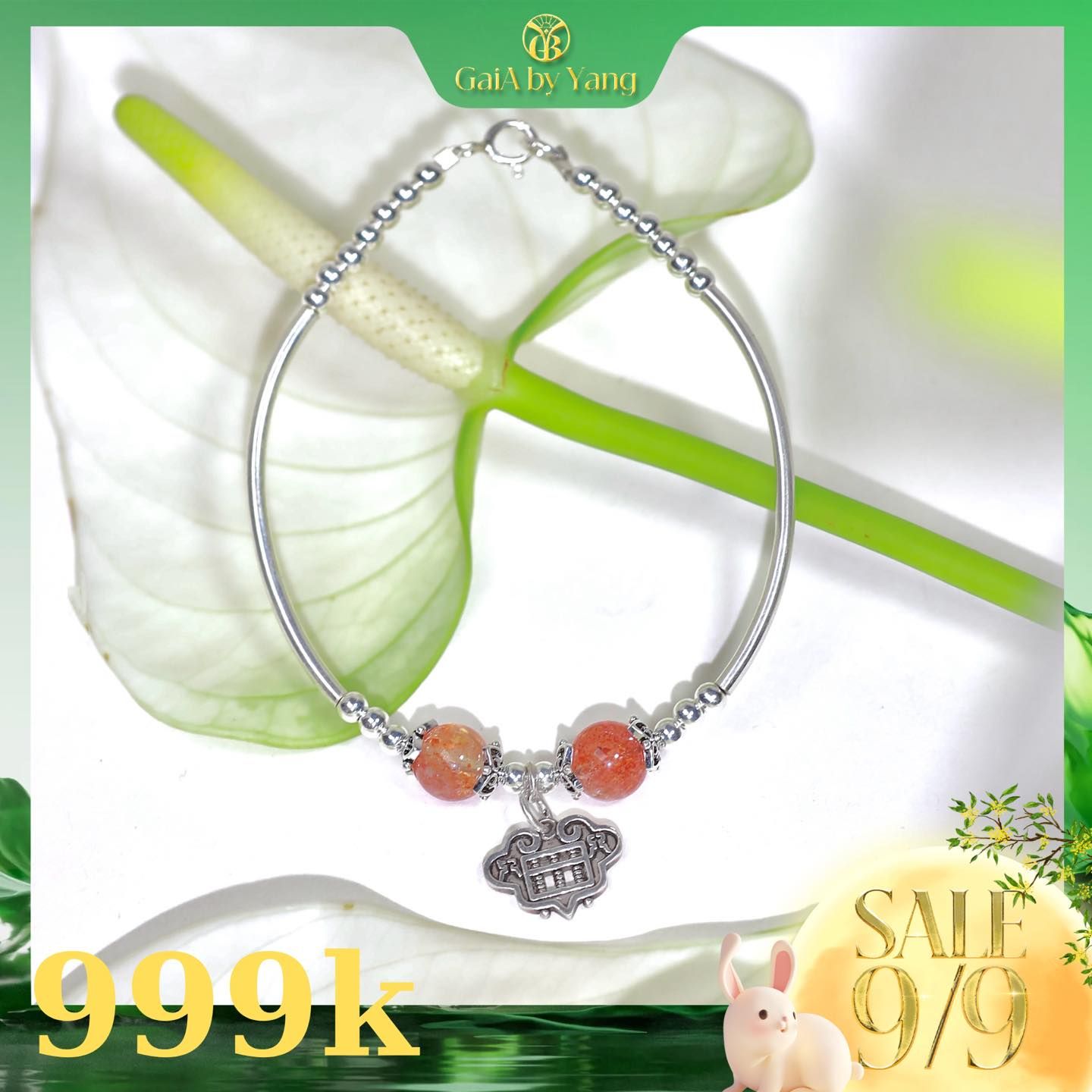  [Hot deal 999] Kiềng bạc phối đá Sunstone 