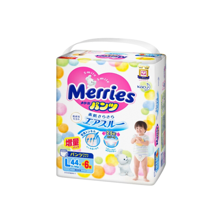  Bỉm Merries Nội Địa - Size L - Quần (44 + 6 Miếng) 