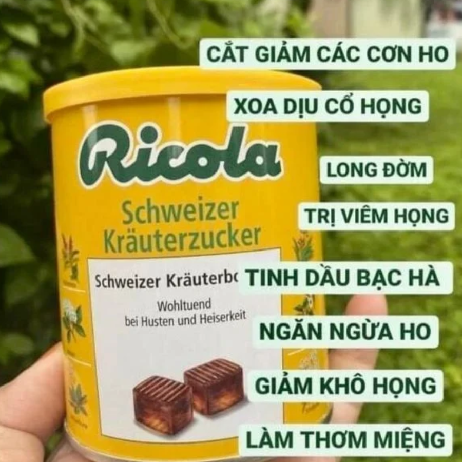  Kẹo Ngậm Thảo Dược Giảm Ho, Khàn Giọng Ricola - Đức - 250G 