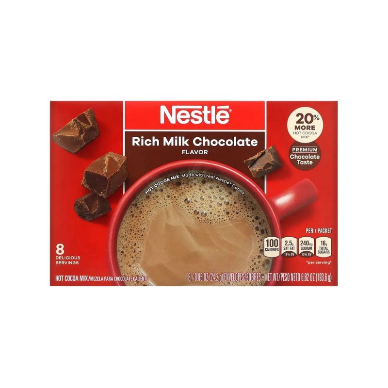  Bột Cacao Hòa Tan Nestle Rich Milk Chocolate Mỹ Hộp 8 Gói 