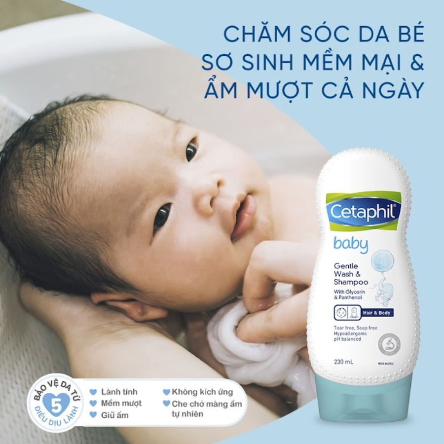  Sữa Tắm Gội Toàn Thân Cho Bé Cetaphil - Úc - 230 Ml 