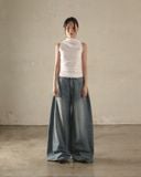  PLEATED WIDE JEANS 