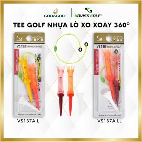  Tee Golf Nhựa Lò Xo Xoay 360º Koviss - Chân Đỡ Phát Bóng VS137A LL ( 86mm 40mm ) và VS137A L( 78mm 40mm )| Koviss Golf 